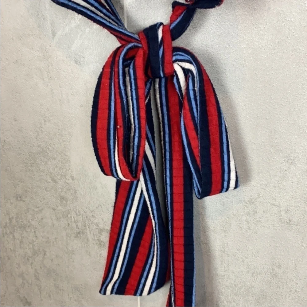 Free People striped wrap front tie top